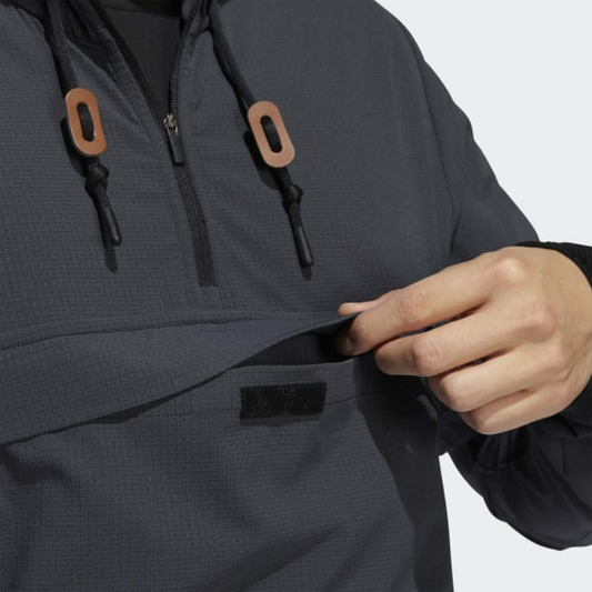 Customized Men's Plain Grey Woven Pullover Hoodies Fashion Pocket Half Zip Neck Waterproof Autumn Season Digital Printing Solid