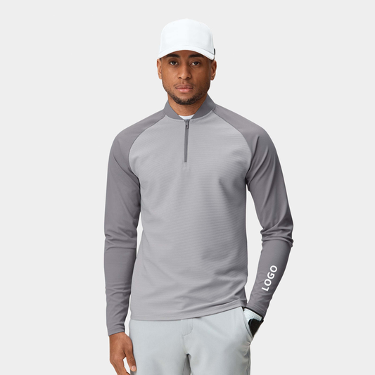 Custom Logo Casual Sport Golf Long Sleeve Quick Dry 1/4 Quarter Zip Neck Hoodie Pullovers Sweatshirts for Men