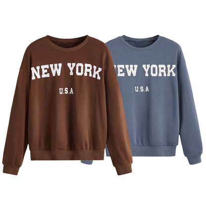 OEM Custom Men's Short Round Neck Pullover Long Sleeve 100% Cotton Kait Plain Letter Screen Print Digital Printing Autumn Season
