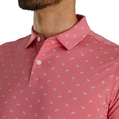 Men's Pink Golf Polo Shirt with Cucumber Patterns - Unique and Stylish Design