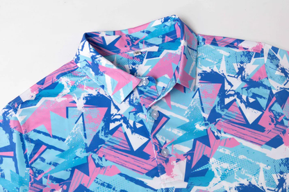 Colorful Geometric Polo Shirt - Antimicrobial Quick-Dry Slim Fit for Ultimate Comfort