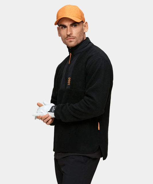 Bulk Custom Custom logo Men's Sport Quarter Half Chest Zipper Wool Black Performance Golf Sweatshirt Jumper for Men with Logo Embroidery - Manufacturer Qiandao