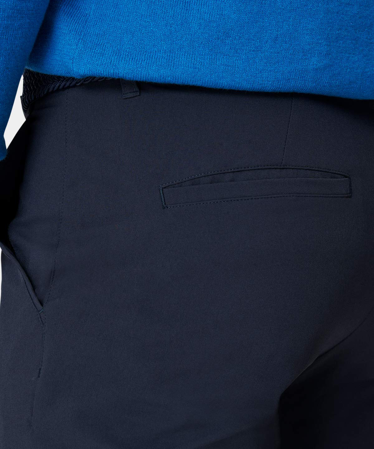 Luxurious high-performance sport navy blue lightweight pants, four-way stretch quick-drying body-hugging golf pants, made from recycled materials