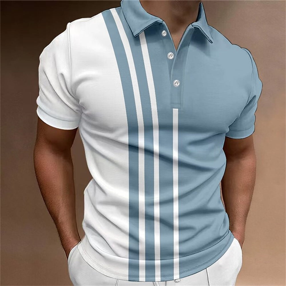 Custom Logo Stripe Plate Printing Summer Clothing Daily Casual Short Sleeve Loose Oversized Fashion Men Polo Shirt