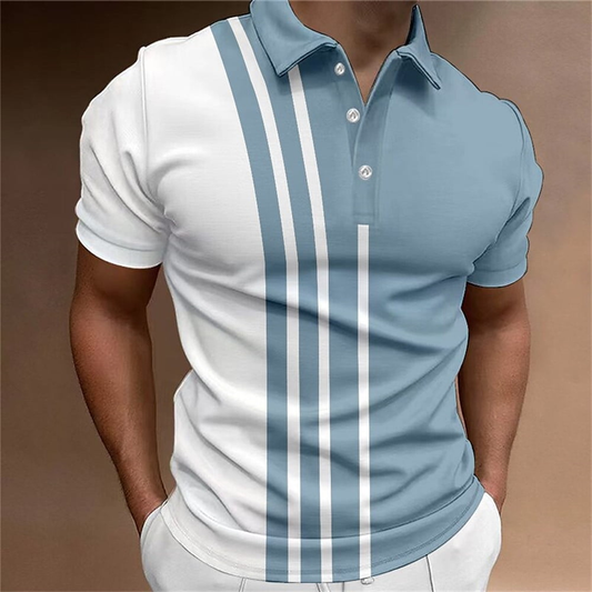 Custom Logo Stripe Plate Printing Summer Clothing Daily Casual Short Sleeve Loose Oversized Fashion Men Polo Shirt