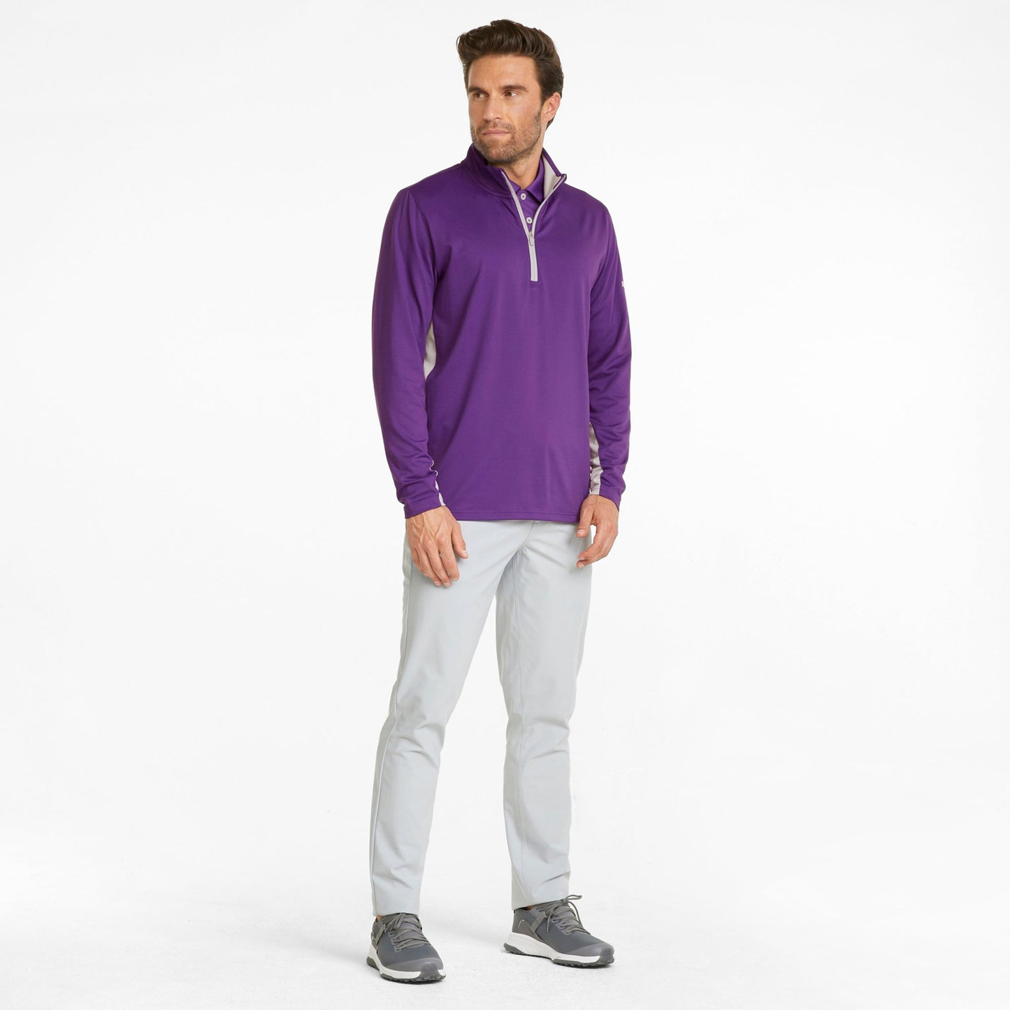 Custom Tillandsia Purple Plain Dyed Solid Sport High Quality 1/4 Quarter Zip Pullover Golf Sweatshirts for Men