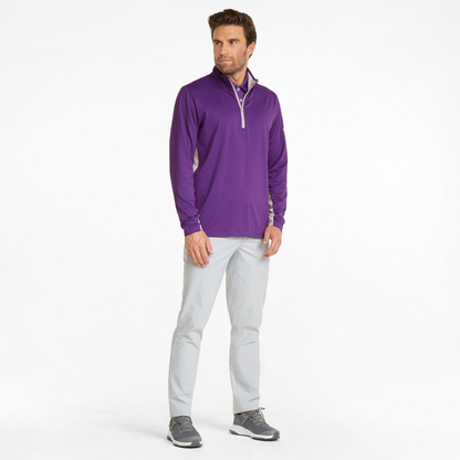 Custom Tillandsia Purple Plain Dyed Solid Sport High Quality 1/4 Quarter Zip Pullover Golf Sweatshirts for Men
