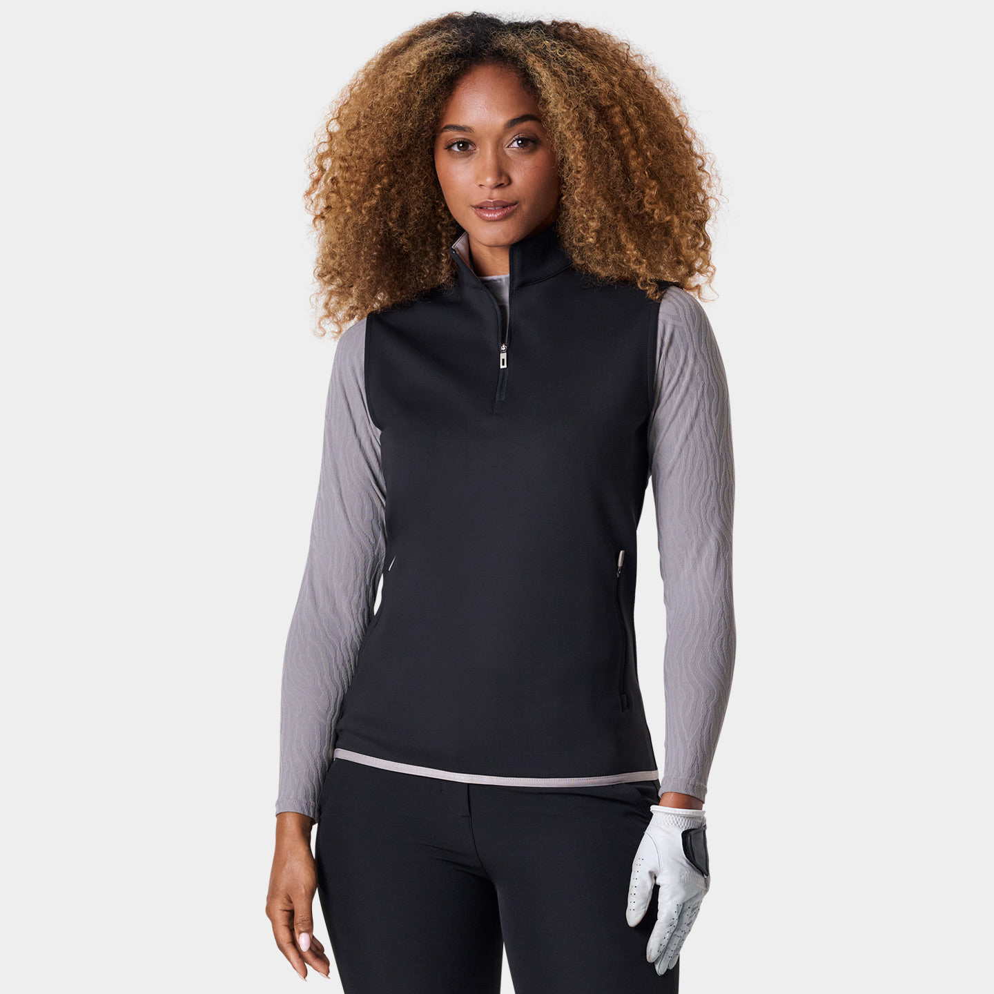 Adjustable sleeveless quick-drying plus-size women's sports and fitness jackets with a quarter zipper for golf