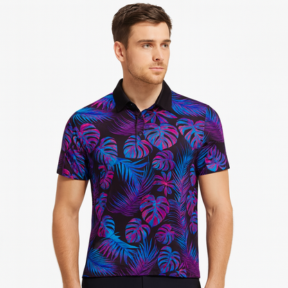 Custom logo All-Over Print Quick Dry Short Sleeve 100% Polyester High Quality Polo Golf Shirt for Men