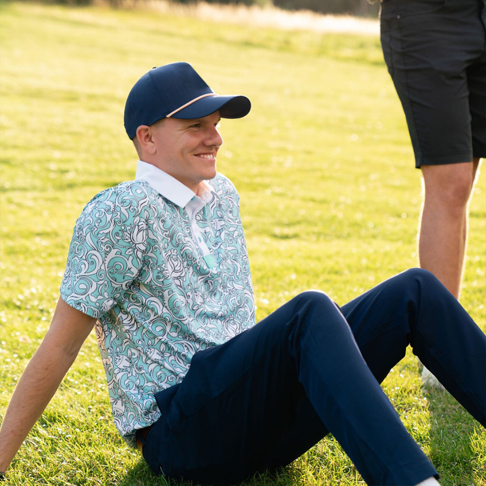 Luxury High Quality Polyester Spandex Golf Polo Shirts Custom Logo All-Over Design Full Coverage Golf Clothing