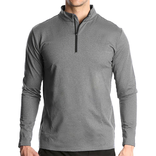 Bulk Custom Custom Men's Long Sleeve Half Zip Pull Hoodie Autumn Quarter 1/4 Zip Neck Pullover Sweatshirt Digital Printing Worested Fabric with Logo Embroidery - Manufacturer Qiandao