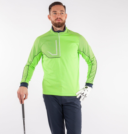 OEM Men's Performance Golf Sweatshirts Quick Dry Active Long Sleeve 1/4 Quarter Zip Pullover Green Printed Pattern for Autumn