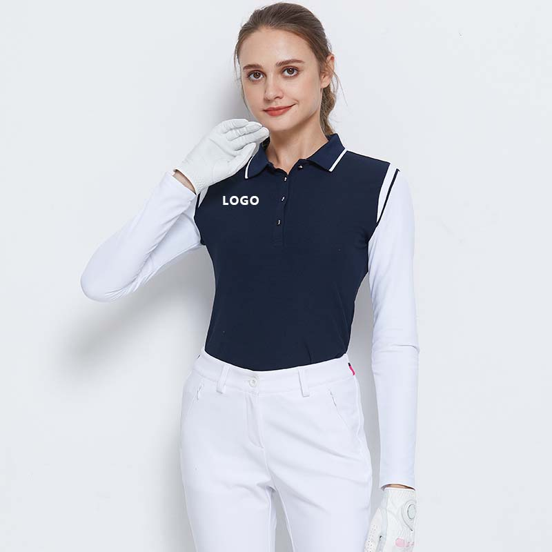 High Quality Custom logo Printing Sport Ladies Polo Golf Long Sleeve T-shirt for Women