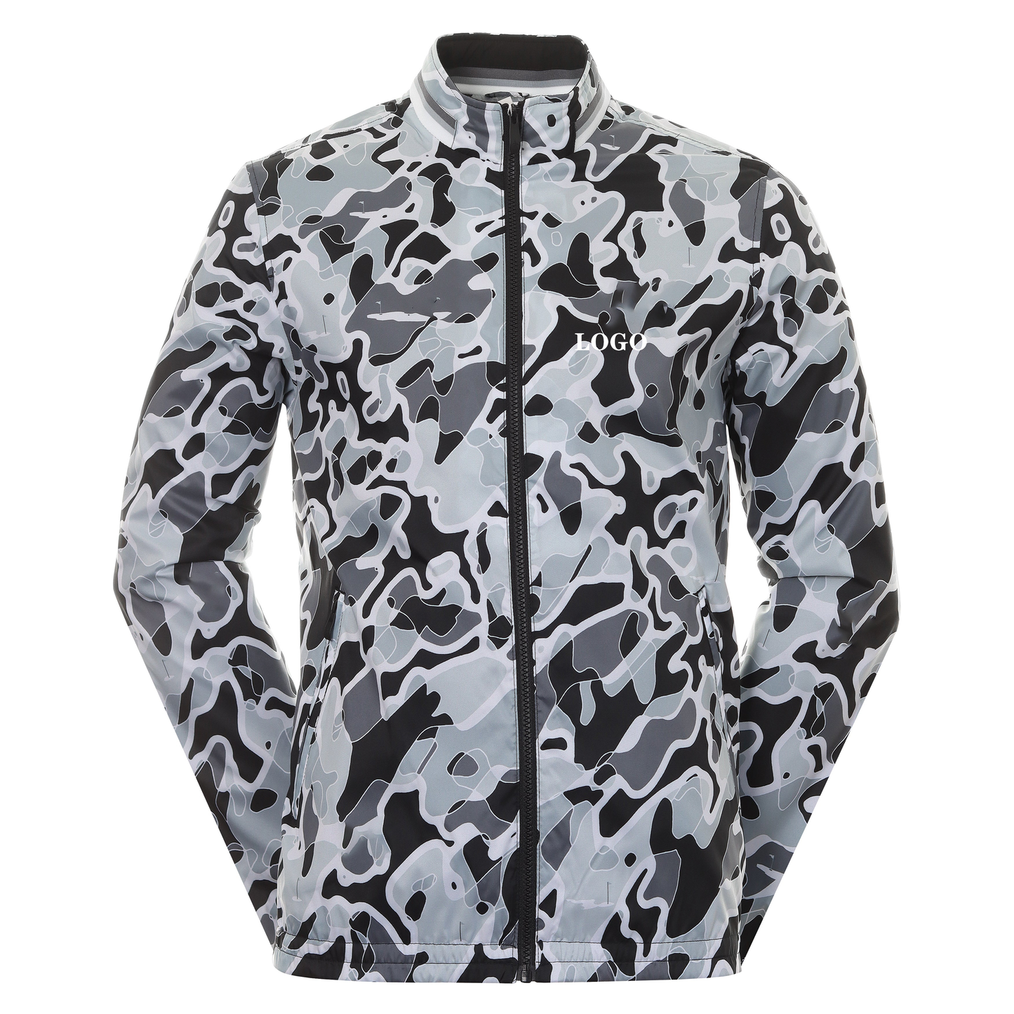 High Quality Sport Nylon Recycled Oversized Camo Golf Clothing Retro Windproof Waterproof Outdoor Windbreaker Jacket Men's