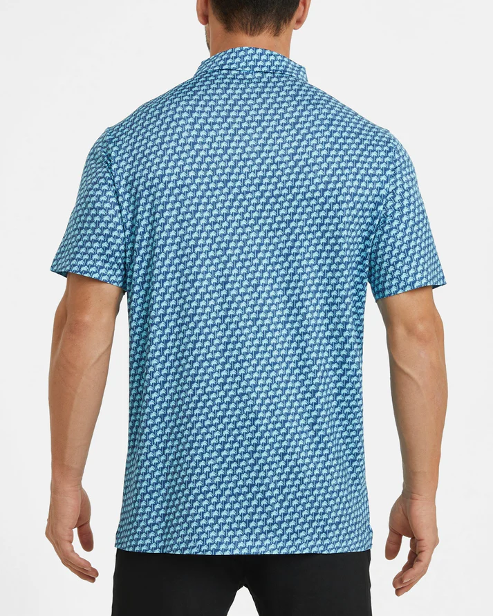 Men's Hawaii Golf Polo - Blue Tropical Pattern Coconut Tree Shirt