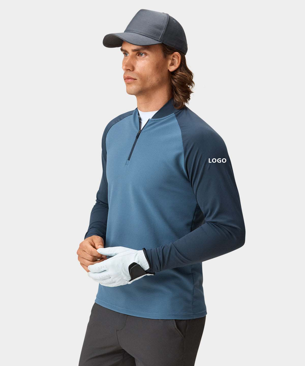 Custom Logo Print Luxury Golf Long Sleeve 1/4 Quarter Zip Collar Nylon Sport Pullover Hoodies Sweatshirts for Men