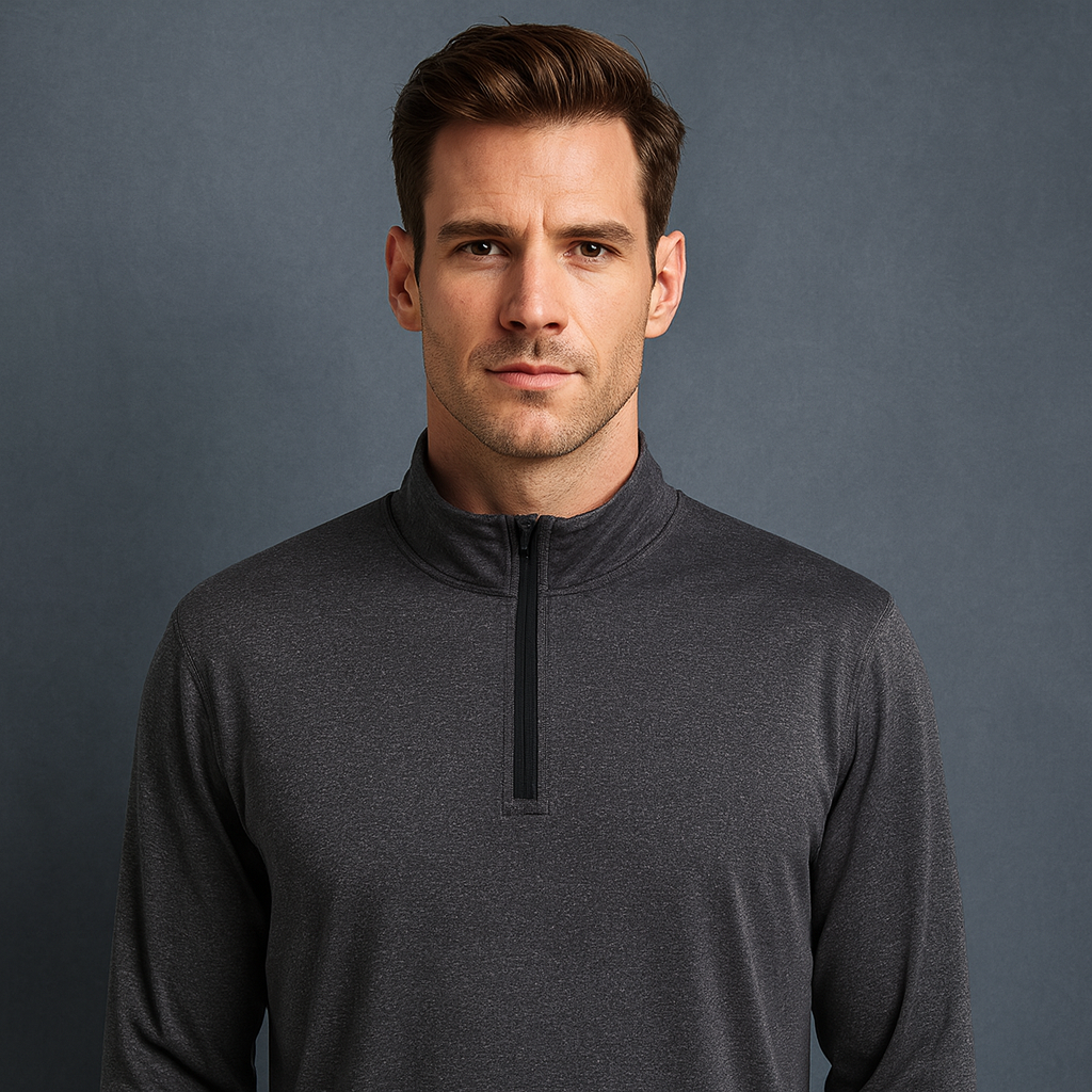 Custom Men's Long Sleeve Half Zip Pull Hoodie Autumn Quarter 1/4 Zip Neck Pullover Sweatshirt Digital Printing Worested Fabric