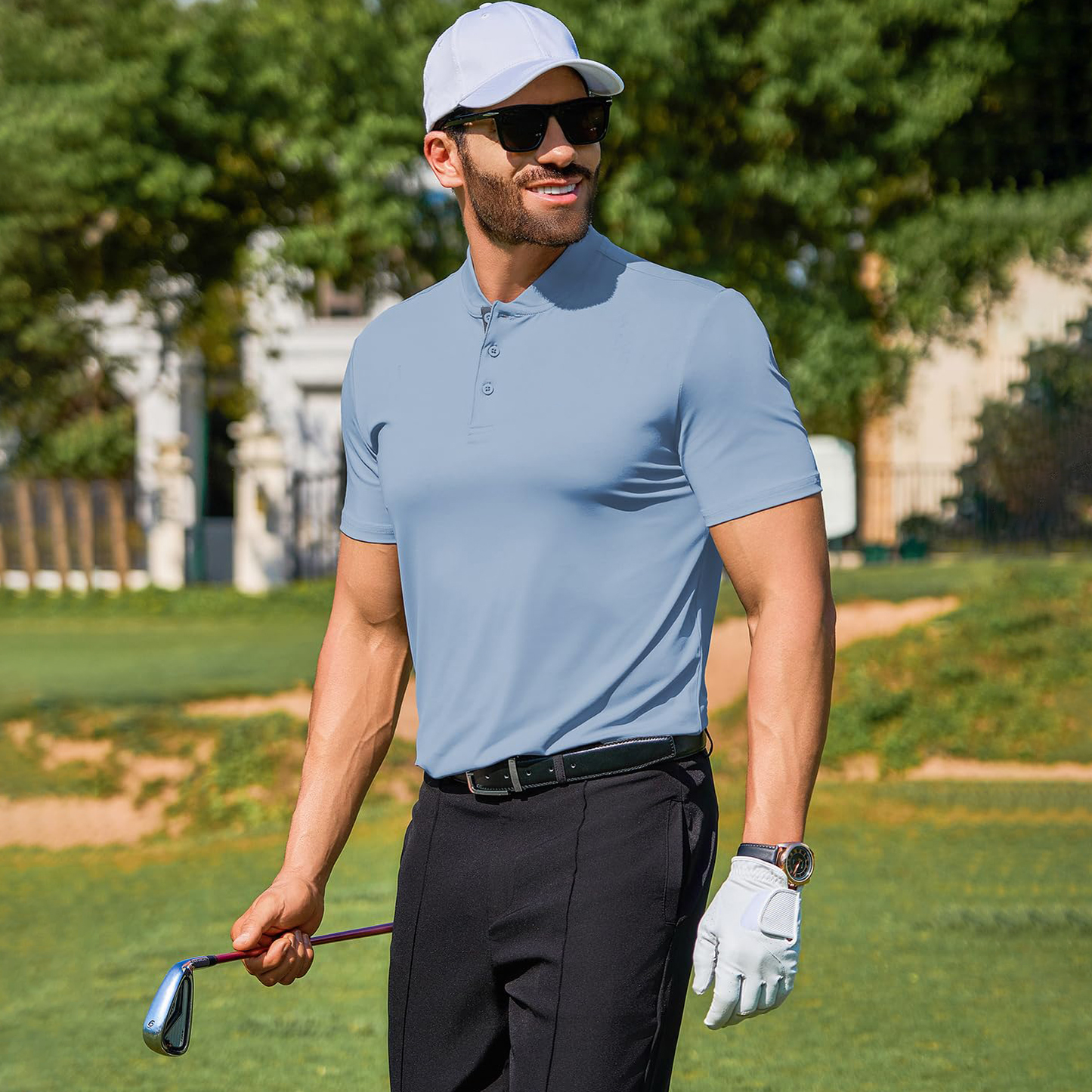Custom logo Plain Dyed Solid 100 Polyester Quick-dry Slim Fit Moisture Wicking Short Sleeve Blade Collar Golf Polo Shirts