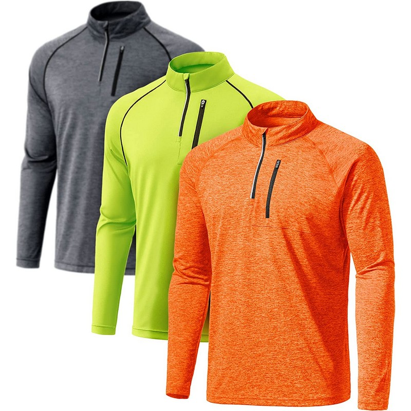 OEM Custom 95% Polyester 5% Spandex Dry-Fit Long Sleeve Outdoor Quarter Zip Pullover 95% Polyester 5% Spandex Tricot Winter