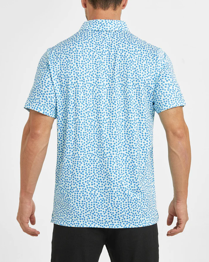 Men's Floral Golf Shirt in Blue for Stylish Performance on the Course