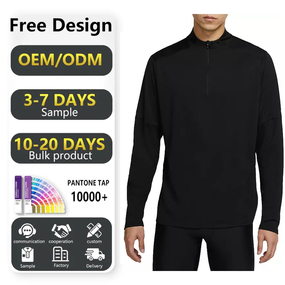 Custom High Quality Performance Casual Slim Fit Knit Texture Ribbed Quarter Zip Pullover Golf Soft Sweatshirt