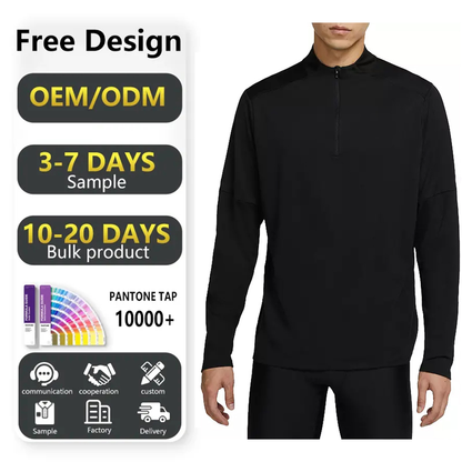 Custom High Quality Performance Casual Slim Fit Knit Texture Ribbed Quarter Zip Pullover Golf Soft Sweatshirt