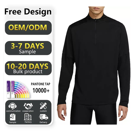 Custom High Quality Performance Casual Slim Fit Knit Texture Ribbed Quarter Zip Pullover Golf Soft Sweatshirt