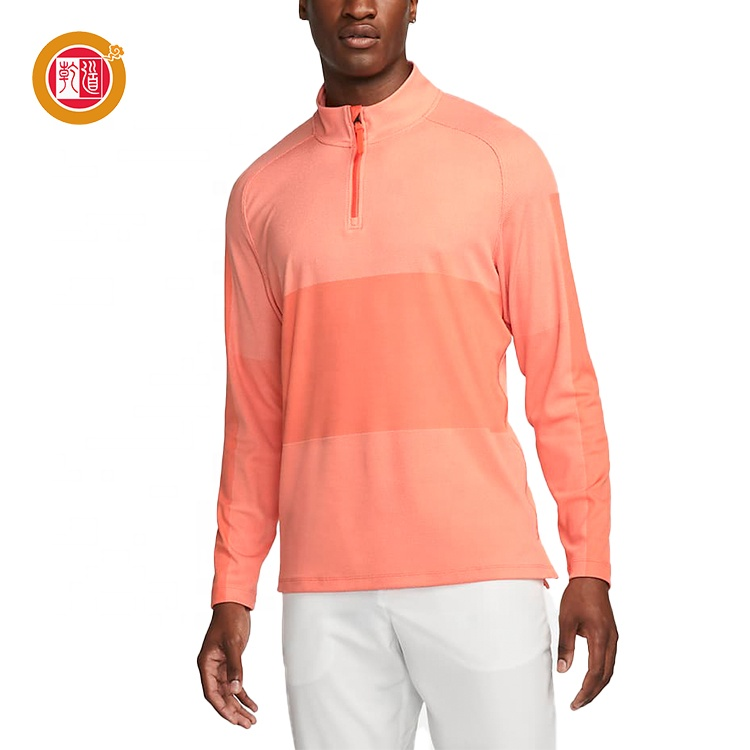 Custom Logo Men's Outdoor Sports Half Zip Pullover Golf Knitted Sweatshirt Autumn Stand Patchwork Sherpa Jumper Embroidered