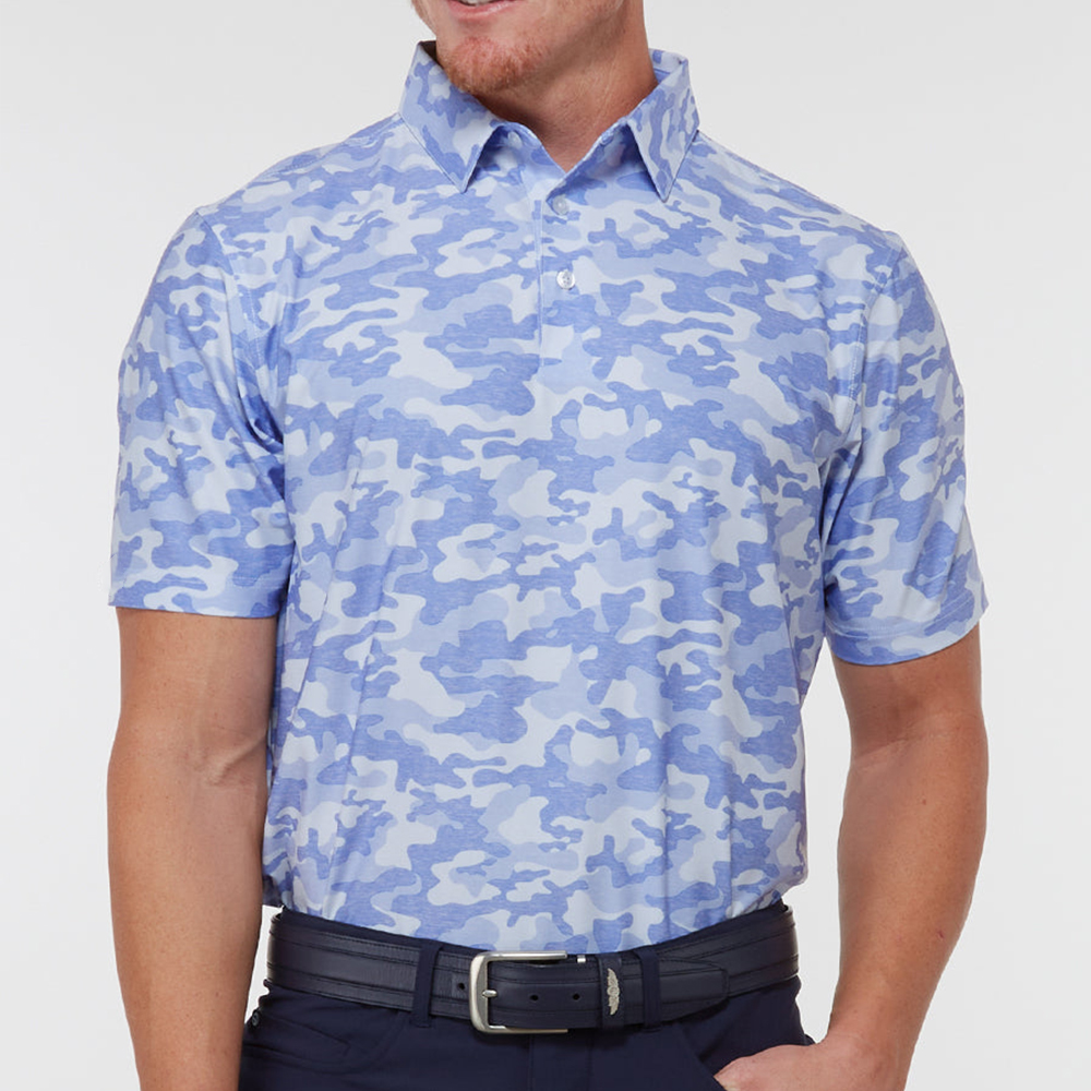 OEM Custom logo 92% Polyester 8% Spandex Quick Drying Full Print Performance Camo Polo Shirts for Men