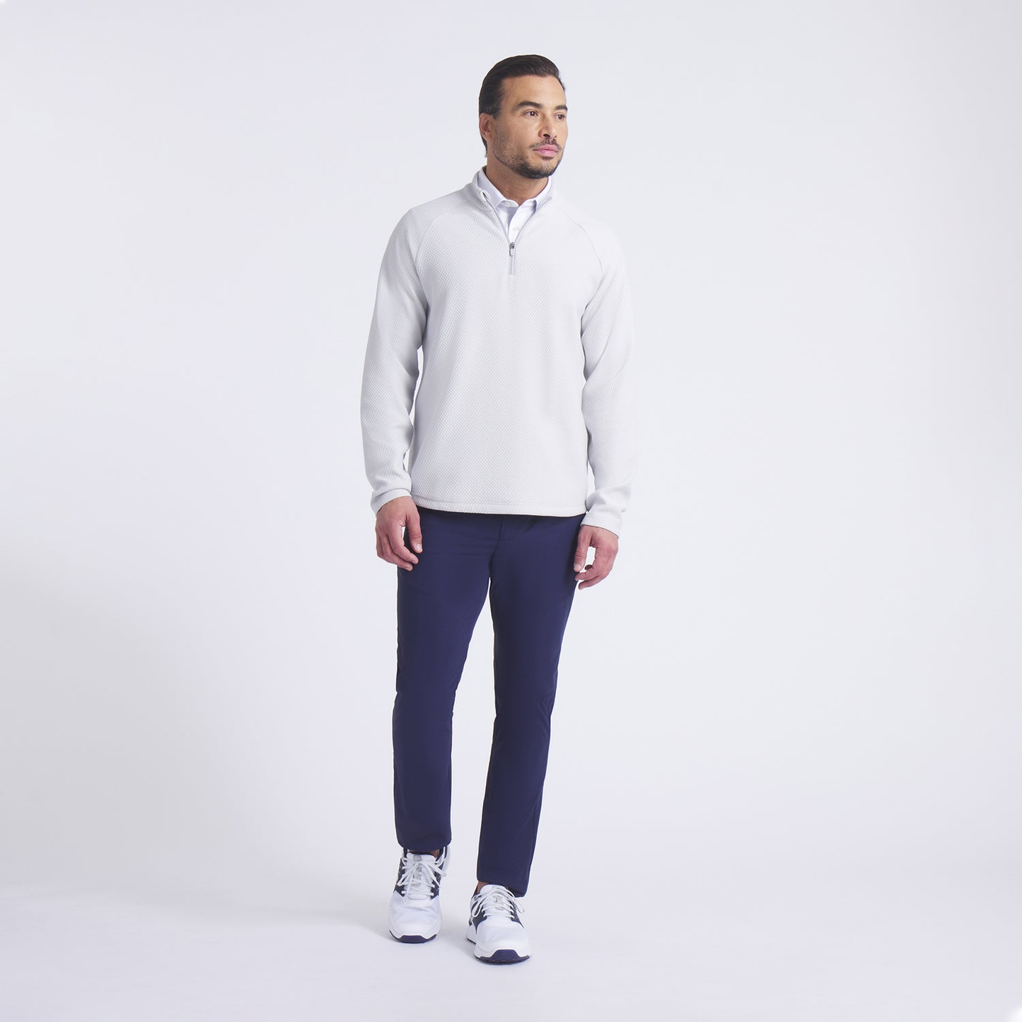 Customized men's luxurious sports slim-fit long-sleeved personalized 1/4 zip gray pullover sports jacket, men's golf sports shirt
