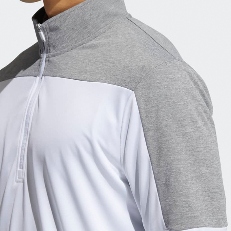 Quarter 1/4 Zip Neck Golf Men Pullover Sweatshirt Grey Long Sleeve Color Custom Logo Size Customized Printed S-3XL