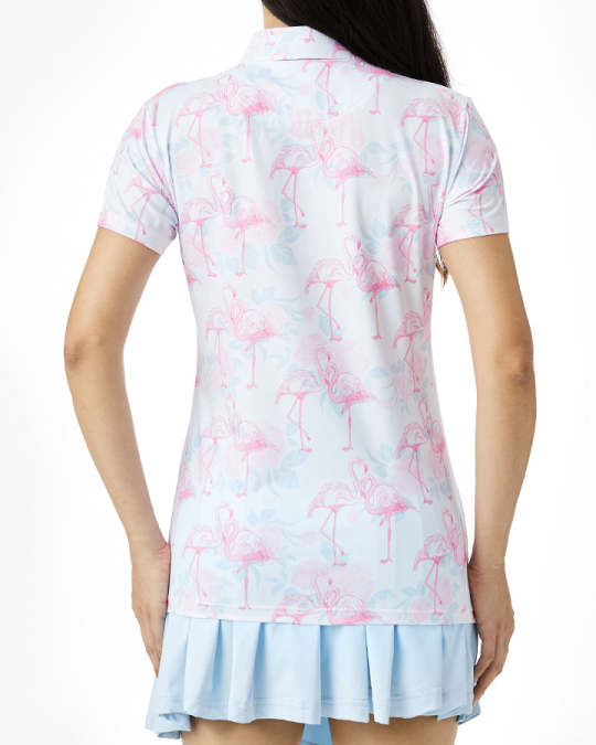 Luxury High Quality Full Allover Print Sublimation Polyester Spandex Golf Clothing Moisture Wicking Woman's Polo Summer