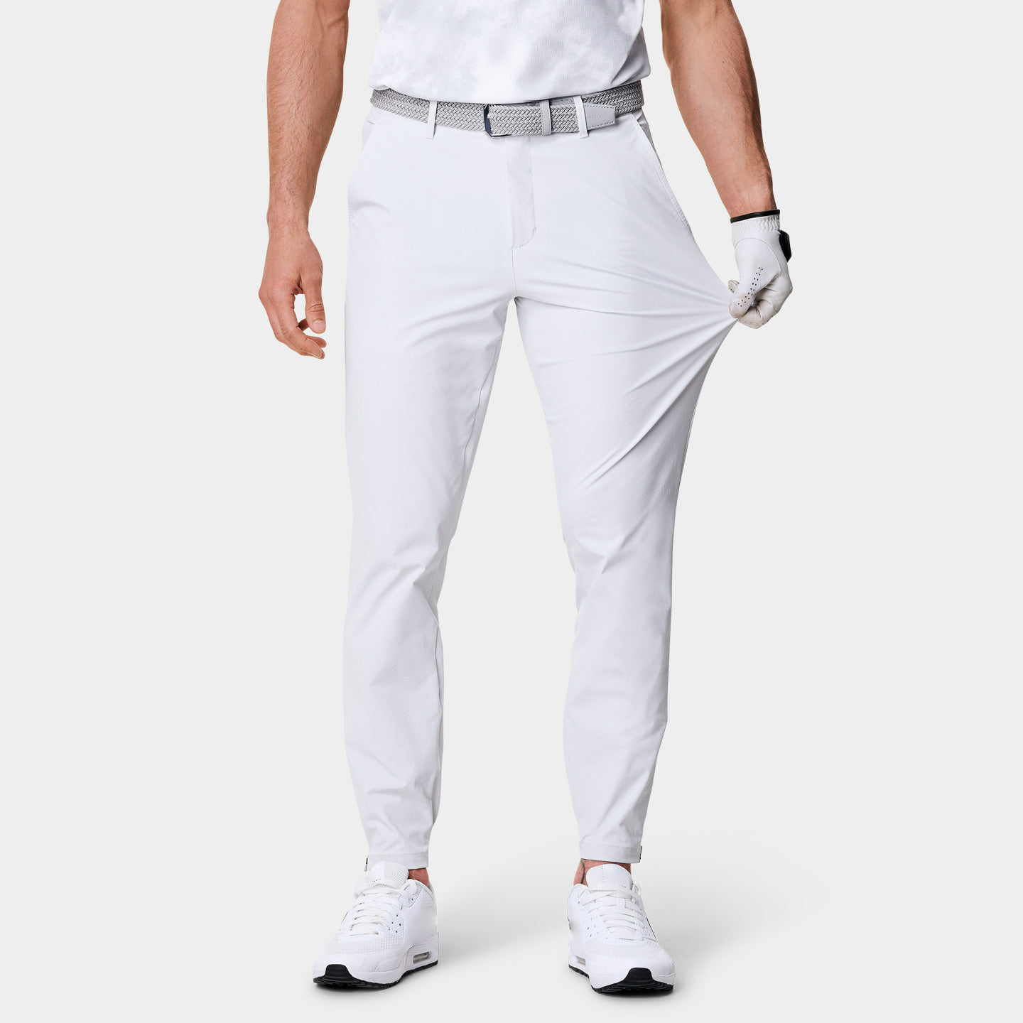 Luxury customized high-quality white four-way stretch jogging pants, elastic, quick-drying, lightweight casual twill golf pants