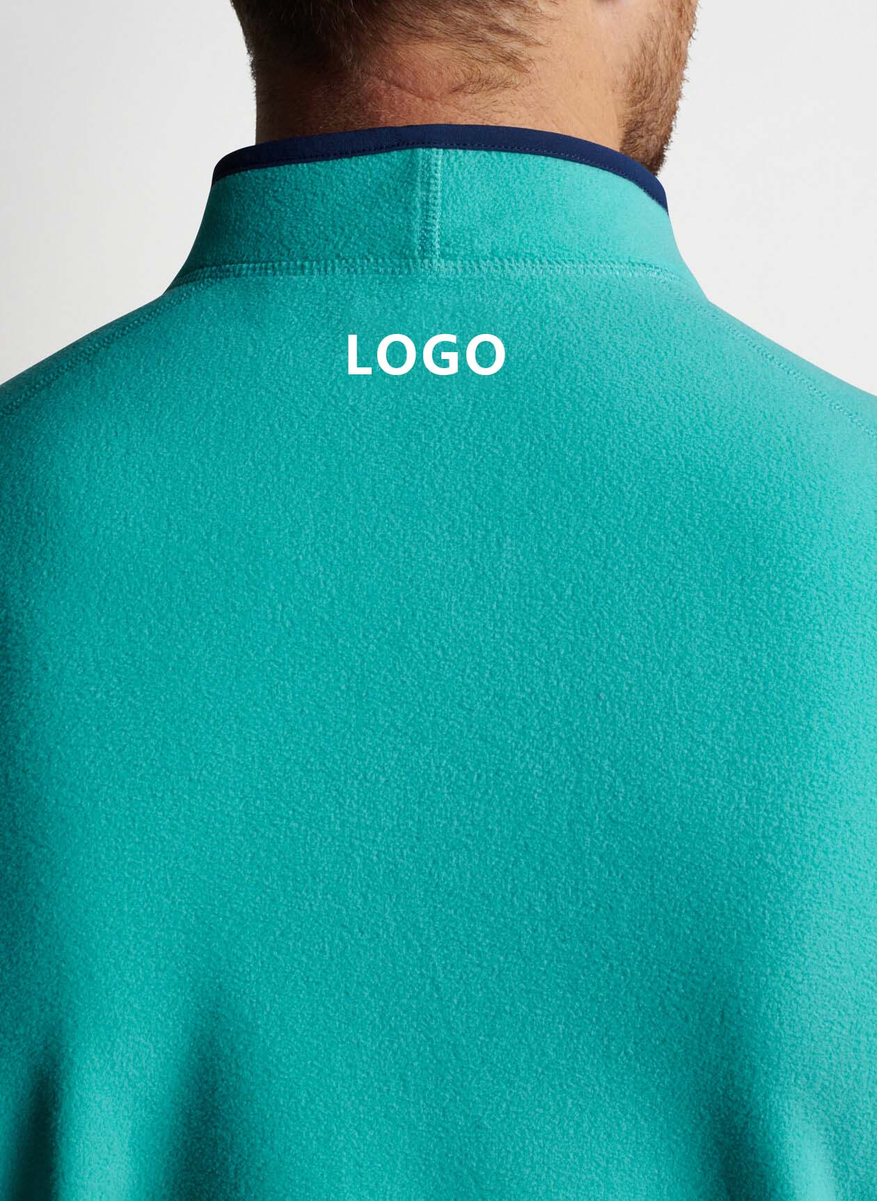 Custom Logo Green High Elasticity Half Quarter 1/4 Zip Neck 100% Polyester Sherpa Teddy Fleece Men's Golf Pullover Sweatshirt
