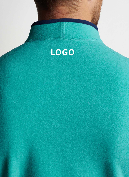 Custom Logo Green High Elasticity Half Quarter 1/4 Zip Neck 100% Polyester Sherpa Teddy Fleece Men's Golf Pullover Sweatshirt