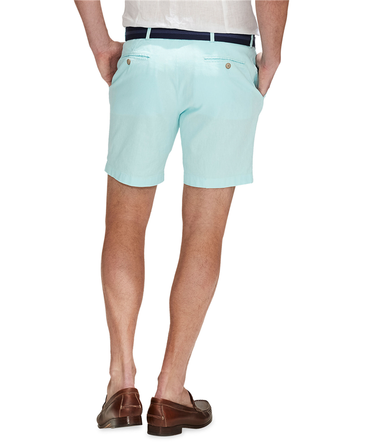 High-quality customized men's classic casual golf shorts made of pure linen and cotton with logos