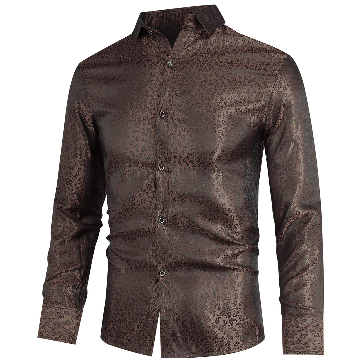 Custom Logo Printing Paisley Shirt Men Long Sleeve Dress Shirt Button-down Casual Regular Fit
