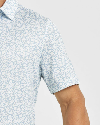 Men's Floral Golf Polo Shirt - Stylish White Flower Prints for Optimal Performance