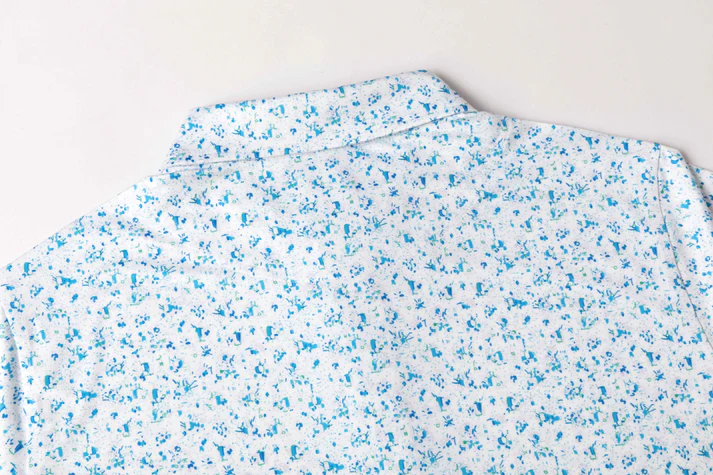 Blue Splatter Polo Shirt - Antimicrobial Quick Dry Slim Fit for Men