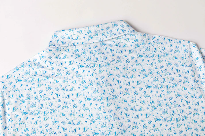 Blue Splatter Polo Shirt - Antimicrobial Quick Dry Slim Fit for Men