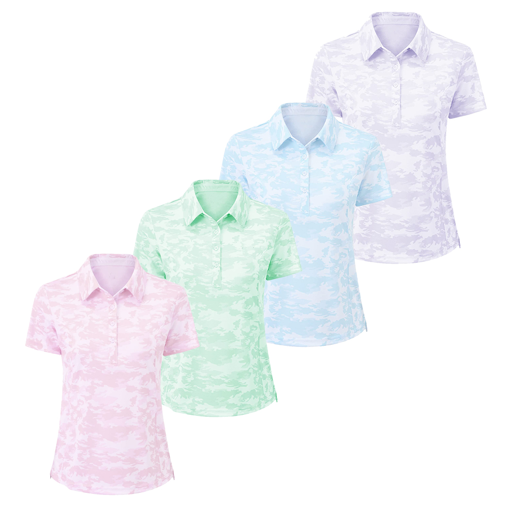 OEM Custom logo Sublimation Print Micro Elastic Sports Quick Drying Slim Fit Badminton Golf Female Polo t Shirts for Women