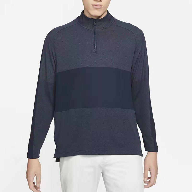 Men's Professional Golf Shirts Manufacturer Made Contrast Jacquard 1/4 Zip Neck Pullover Sweatshirts