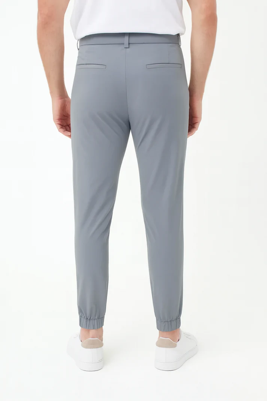 Light Gray - Blue Trousers with Contrast - Colored Waistband