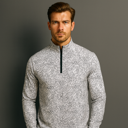 Custom logo Men's 4/1 Half Chest Zip-up Collar Jumper Full Print Golf Jumper Half Zip Sweater Plain