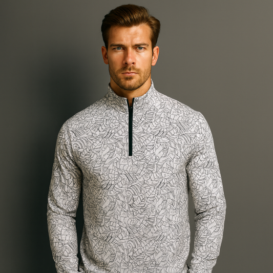 Custom logo Men's 4/1 Half Chest Zip-up Collar Jumper Full Print Golf Jumper Half Zip Sweater Plain