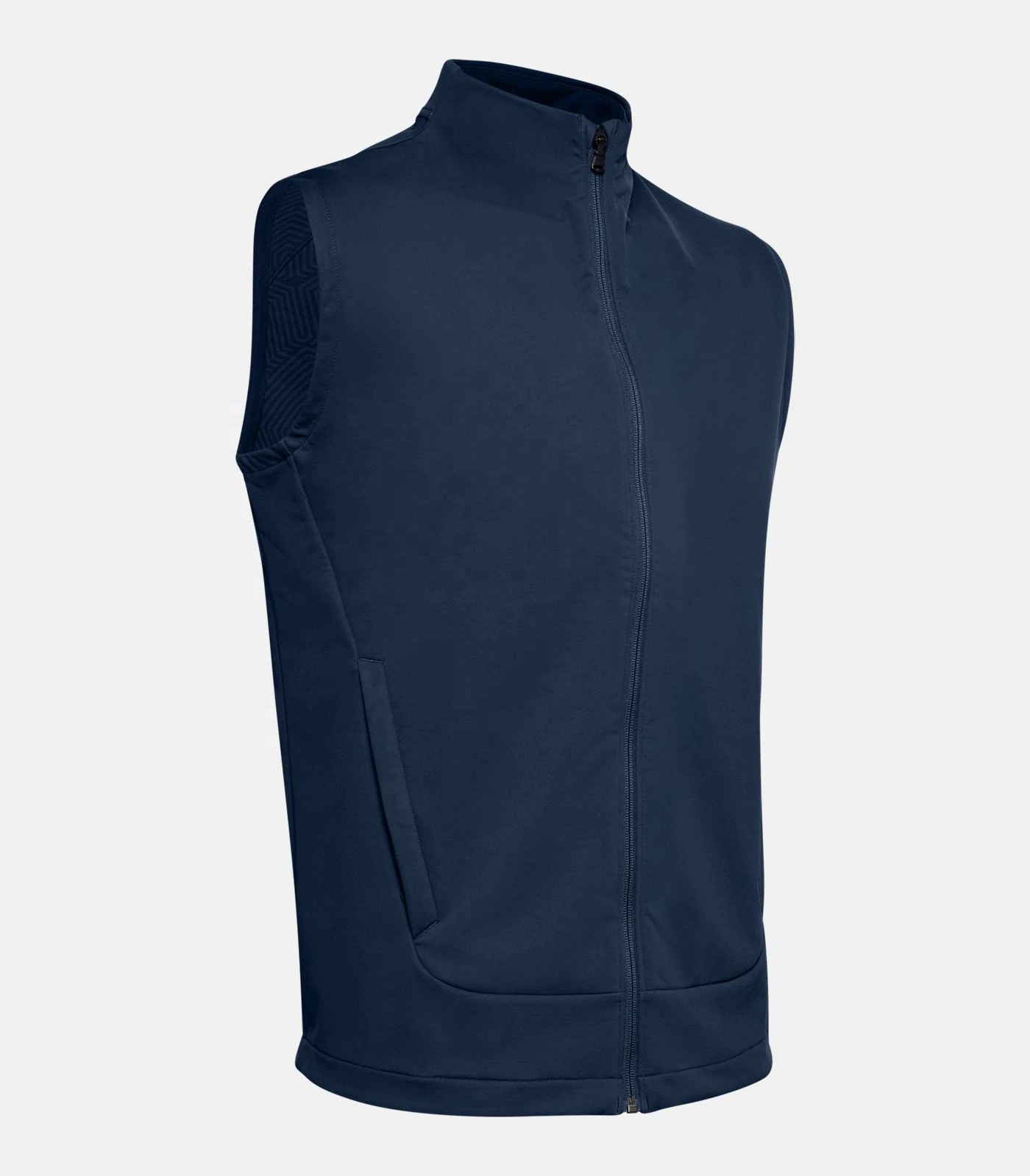 Customized logo stand-up collar full-zip two-color design windproof men's golf sleeveless windproof vests