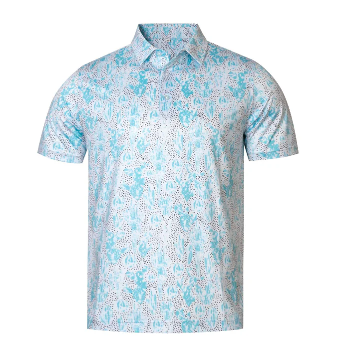 Cactus Print Polo Shirt for Men - Quick Dry Antimicrobial Slim Fit