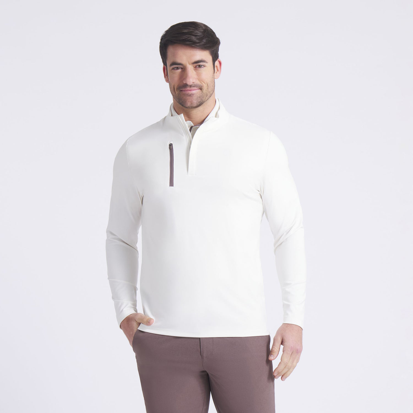 Customizable Spandex Polyester Men Lightweight White Glow 1/4 Zip Pullover Men Golf Athletic Quarter Zip Gym Sweatshirt