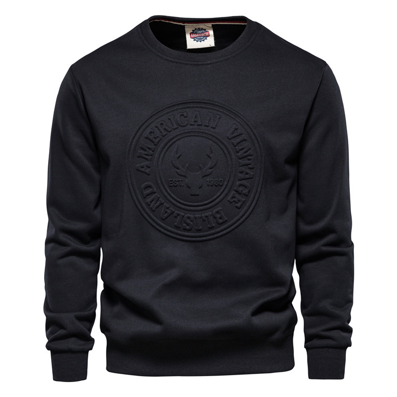 Custom Casual 3D Emed Logo Crewneck Pullover Sweatshirt for Men