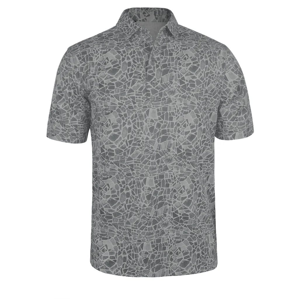 OEM Custom Logo High Quality Performance All Over Printed Button up Golf Character Shirt Polo Funny